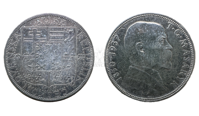 20 Kč 1937 úmrtí Masaryka
