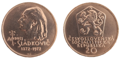 20 Kčs 1972 Sté výročí úmrtí básníka Andreja Sládkoviča