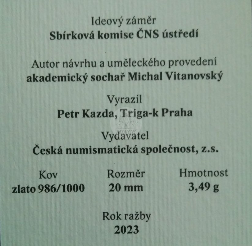 Dukát ČNS ke 100. výročí ražby Svatováclavských dukátů 2023