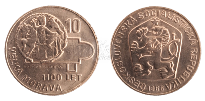 10 Kčs 1966, 1100. výročí Velké Moravy 866 - 1966