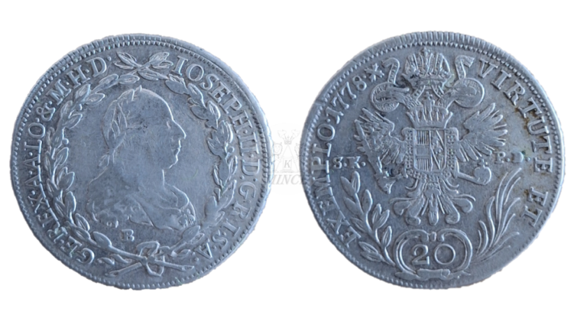 20 krejcar Josef II. 1778 B, S.K.-P.D. Kremnica