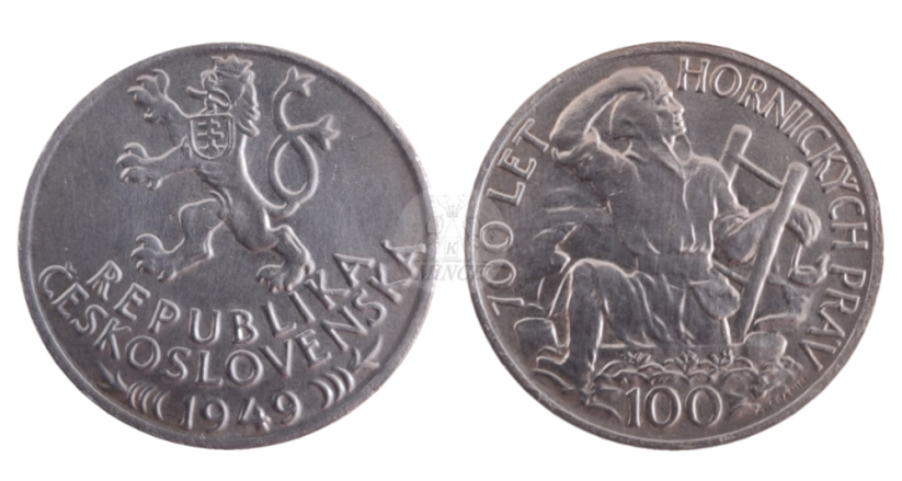 100 Kčs 1949, 700. výročí hornických práv Jihlava