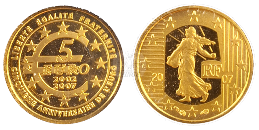 5 Euro 2007 Francie 5. výročí eura