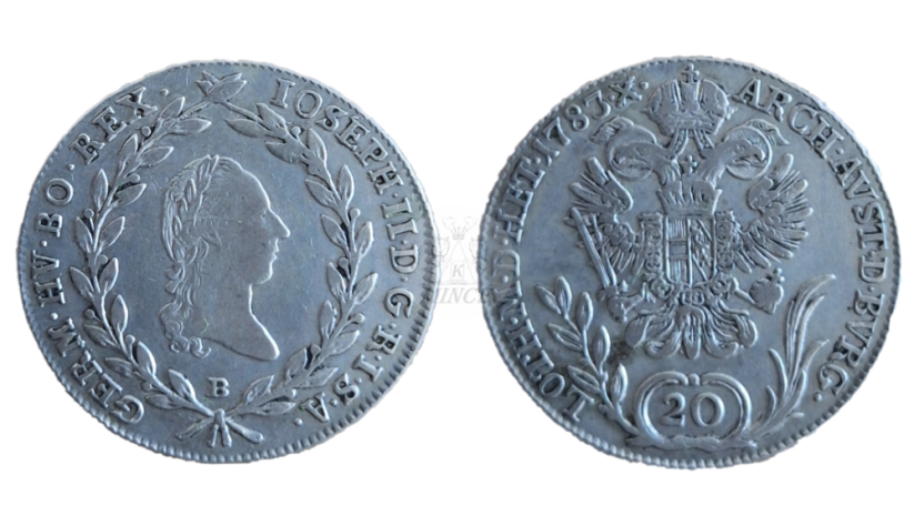 20 krejcar Josef II. 1783 B Kremnica
