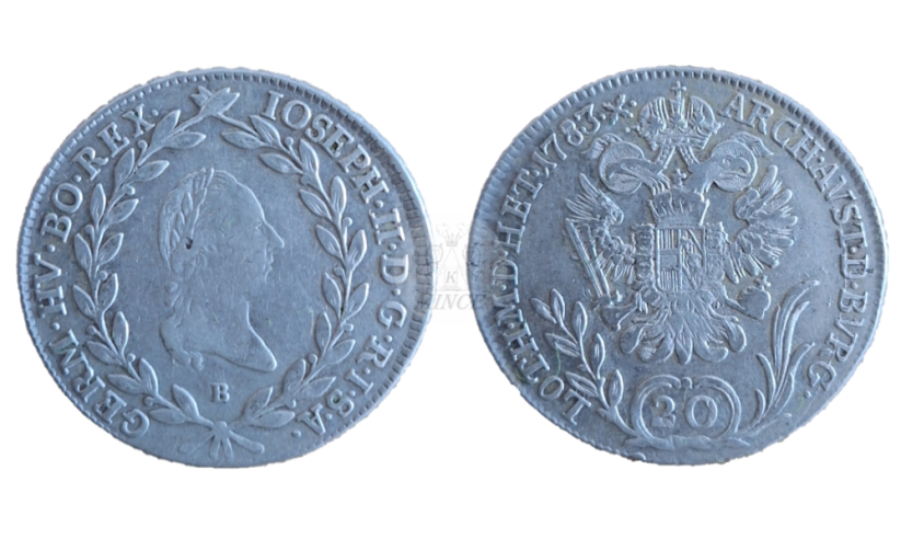 20 krejcar Josef II. 1783 B Kremnica